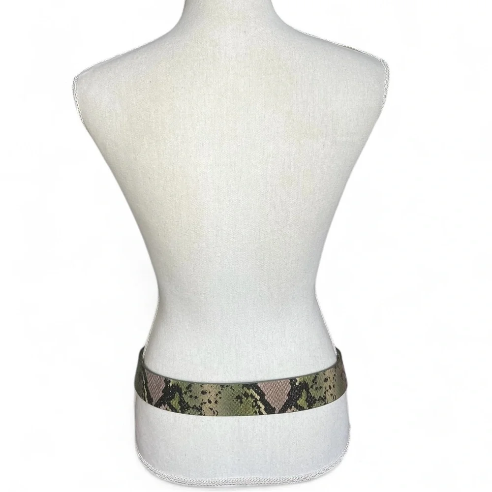Snake skin print Belt with Square Buckle green cosplay Y2K witchy whimsy goth